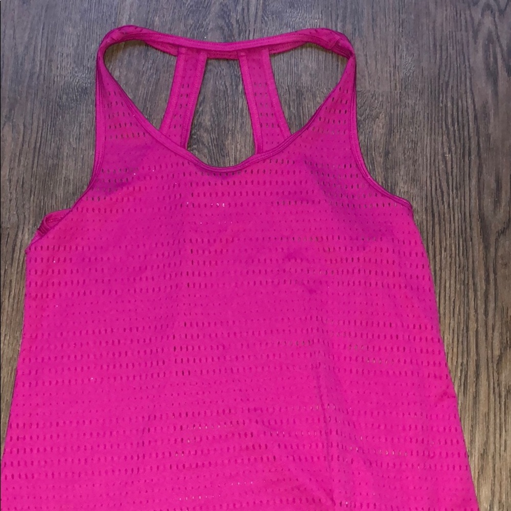 Pink workout top strapped back/ see through
